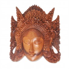 Indonesian Cili Goddess Suar Wood Mask Wall Art Bali Handmade NOVICA   362411789267